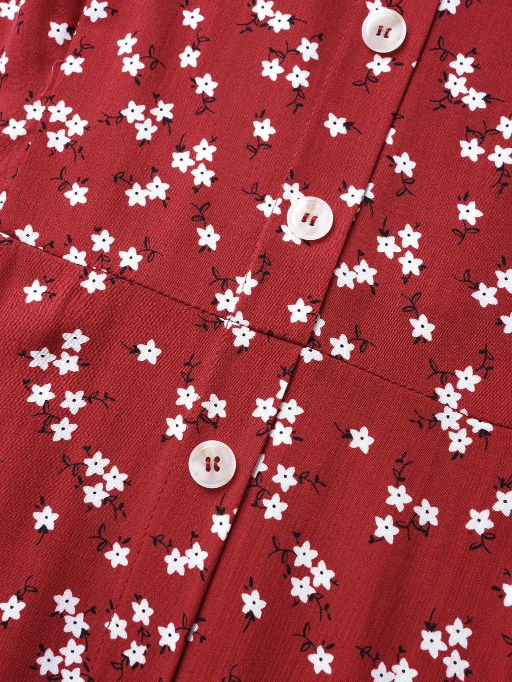 Ditsy Floral Button Detail Elastic Waist Midi Dress
